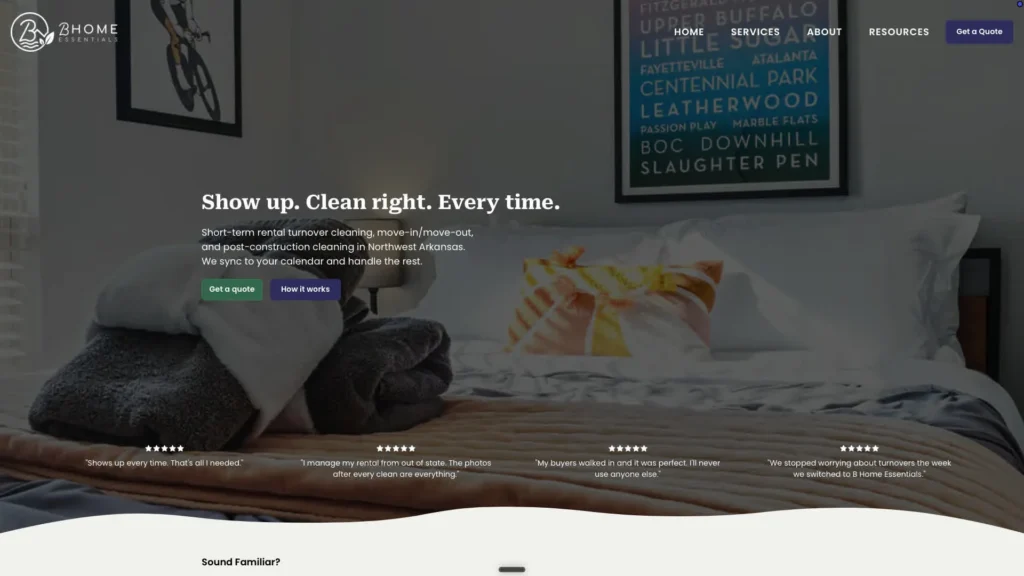 B home essentials homepage screenshot