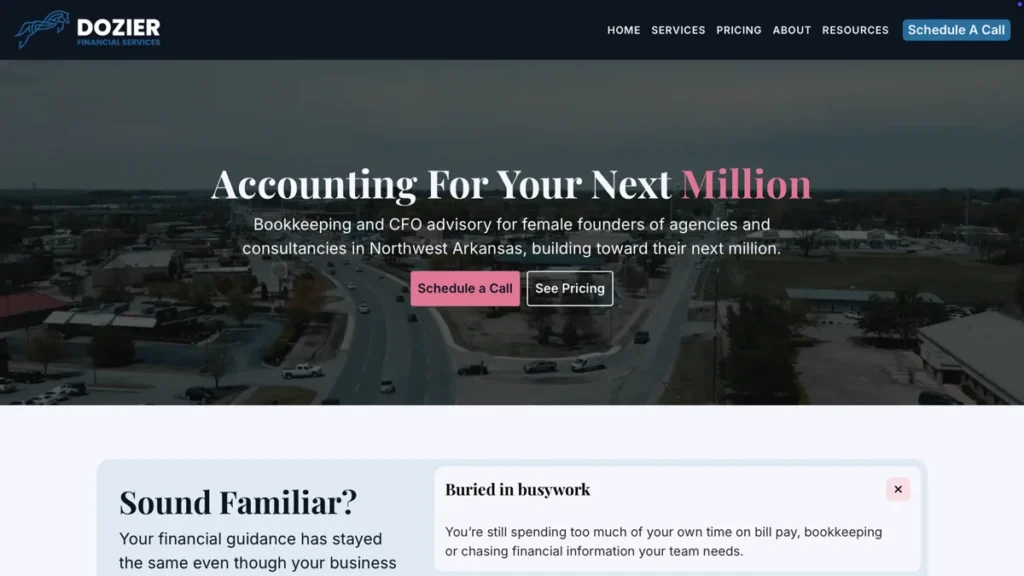 Dozier Financial Services Hero Section Screenshot